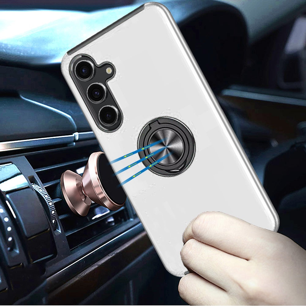 For Samsung Galaxy S25 Ultra Hybrid 360 Degree Rotatable Metal Invisible Ring Stand Holder Slim Fit Magnetic Car Mount Shockproof Case Cover