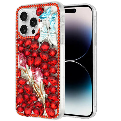 Phone Case for Apple iPhone 14 Pro Max Luxury Full Diamond Glitter 3D Floral Ornament Hybrid Shockproof Stylish Rhinestone Designer Protective Elegant Cover