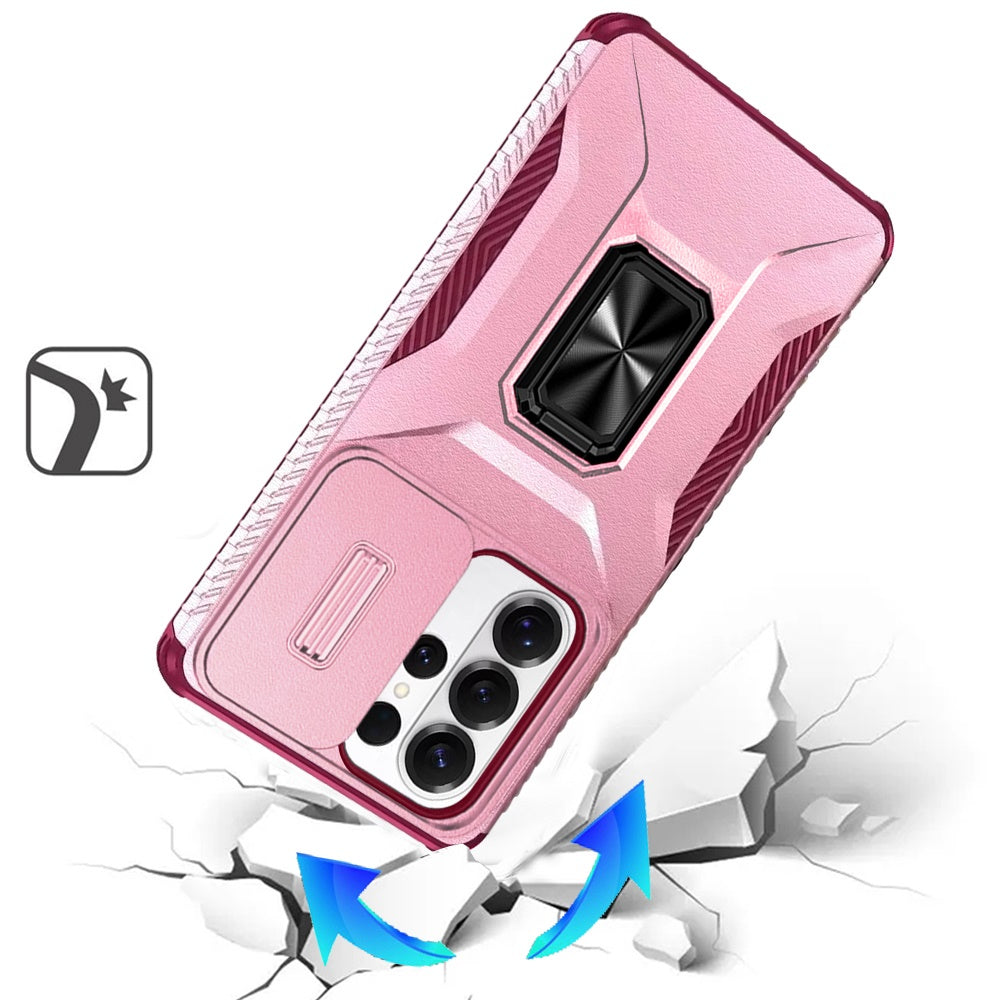 For Samsung Galaxy S26 Ultra Case, Camera Cover with Magnetic Rotation Ring Stand, Military Grade Hybrid Hard TPU Shockproof Case Cover