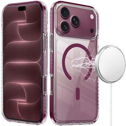 Phone Case for Apple iPhone 18 Pro/ iPhone 17 Pro Transparent Magnetic Shockproof Colored Edge Hybrid Case Slim Durable Grip Clear Protective Soft TPU Cover Purple