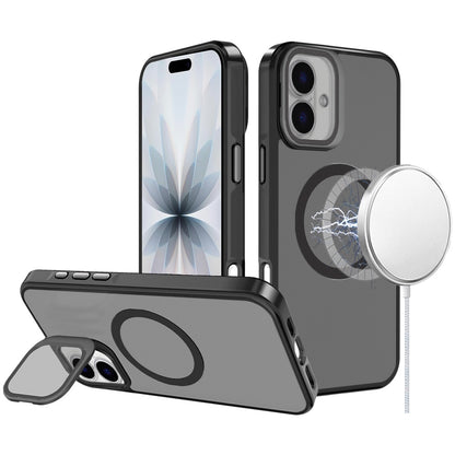 For Apple iPhone 17 (6.3") Tough HQ Hybrid Case with Aluminum Frame Camera Stand, Compatible with MagSafe, Translucent Matte Shockproof Case Cover Cosmic Orange