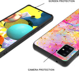 For Apple iPhone 15 Pro Max (6.7") Marble Fashion Stylish Flake Glitter Bling Hybrid Glossy Rubber Hard PC Protection Marble Colorful Rainbow Phone Case Cover