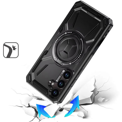Phone Case for Samsung Galaxy A37 Magnetic Ring Circle Stand Shockproof 360 Rotating Kickstand Hybrid Armor Anti Slip Protective Grip Frame Cover