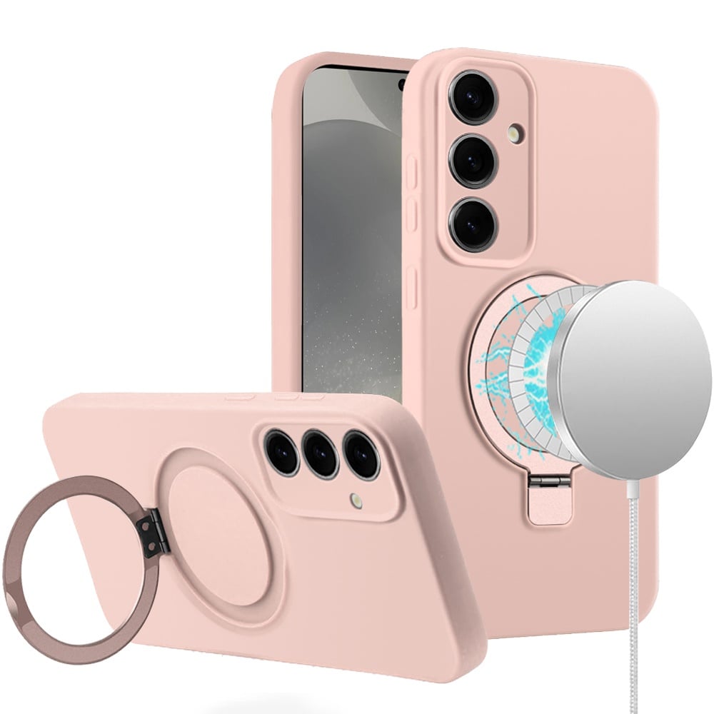 For Samsung Galaxy S24+ Plus Magnetic Ring Stand Liquid Silicone Shock Protection Soft Grip Anti Slip Durable Design for Plus Series Case Cover