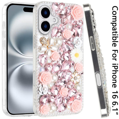 Rose Flower Full Diamond Bling Rhinestone Glitter Luxury Stylish Sparkle Protective Designer Hybrid