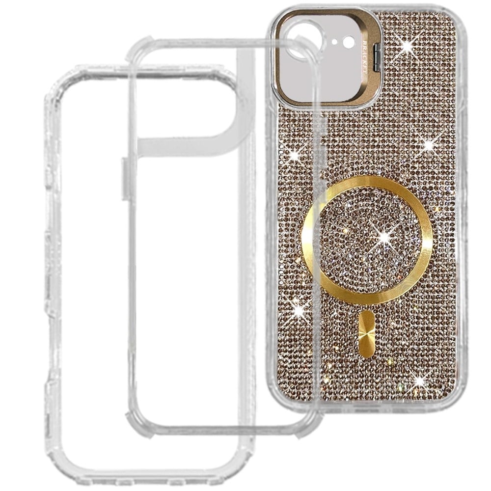 Phone Case for Apple iPhone 17E / iPhone 16E Luxury Glitter Magnetic Hybrid with Camera Stand Dual Layer Shockproof Sparkle Dot Pattern Clear Edges Cover