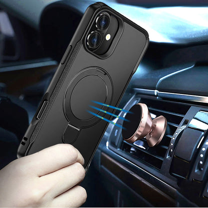 For Samsung Galaxy S26+ / S26 Plus Matte Finish Magnetic Ring Hybrid Protective Invisible Kickstand Magsafe Compatible Case Cover Black
