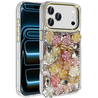 Phone Case for Apple iPhone 18 Pro 3D Flower Bling Rhinestone Glitter Cute Stylish Shockproof Protective Decorative Luxury Grip Stones Ornaments Cover