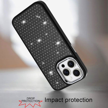 For Apple iPhone 16e Bling Diamond Metallic, Full Sparkle Chrome Edged Hybrid Protective Shockproof Case Cover