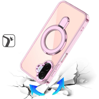Phone Case for Samsung Galaxy A08 4G, A07 5G, A07 4G Chrome Magnetic Ring Stand Rotational Shockproof Hybrid Kickstand Metal Finish Rugged Drop Protection Armor Cover