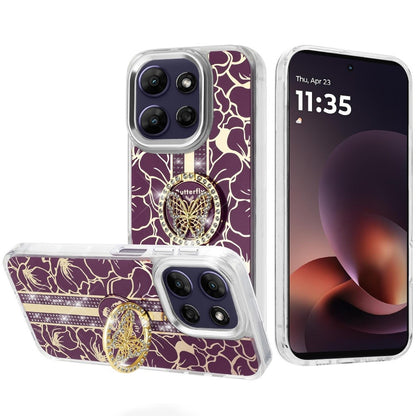 Phone Case for Motorola Moto G Power 5G 2026 /2025 Floral Butterfly Ring Stand Glitter Bling Shockproof Hybrid Luxury Fashion Protective Anti Slip Durable Grip Cover
