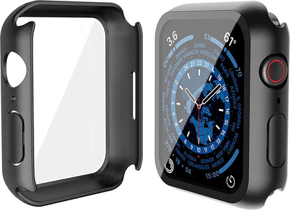 For Apple Watch Size 46mm Slim Hard PC Bumper, Clear Touch Full Coverage with Built in Tempered Glass Screen Protector Case Cover