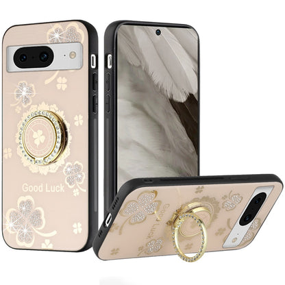 For Apple iPhone 16 Plus (6.7") Diamonds 3D Bling Sparkly Glitter Ornaments Engraving Hybrid Fashion Ring Stand Case Cover