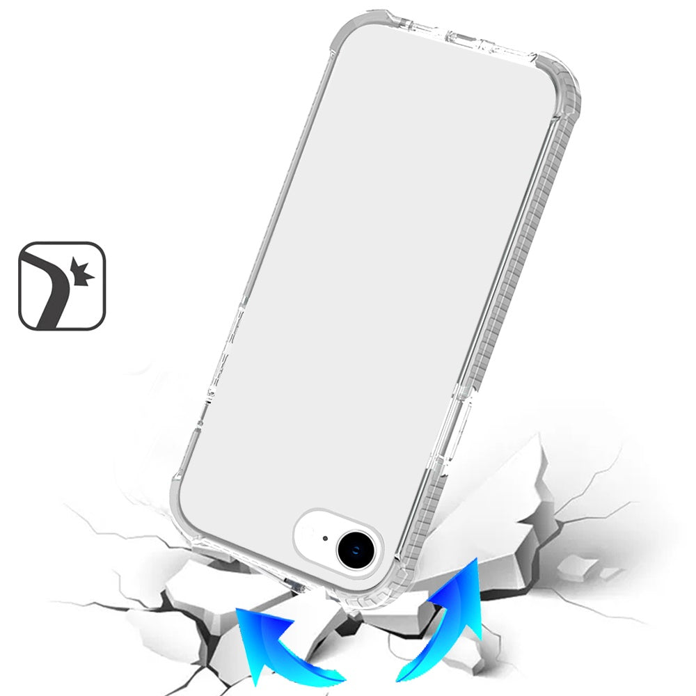 For Apple iPhone 17E /16E Hybrid Transparent Acrylic Rubber Gummy Hard PC Silicone TPU Color Bumper Frame Shockproof Case Cover White