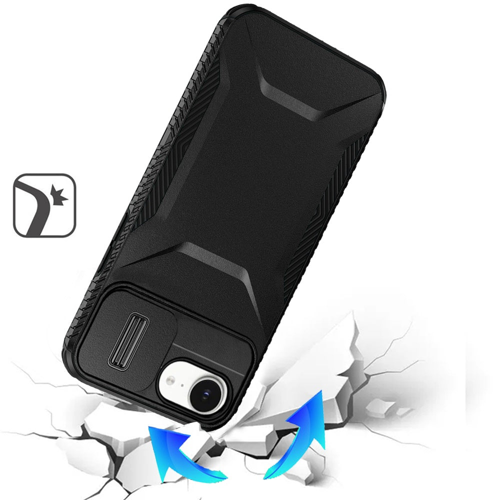 For Apple iPhone 17E /16E Slim Fit Shockproof Hybrid with Slide Camera Window Covering, Rugged Tpu Silicone Hard PC Bumper Case Cover