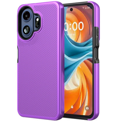 Phone Case for TCL 70 Pro Textured Dotted Hybrid Dual Layers Rugged TPU Shock Absorbing Reinforced Bumper Non Slip Grip Cover