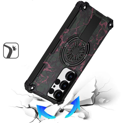 For Samsung Galaxy S26 Ultra Texture Design Stylish Invisible Kickstand Case, MagSafe Compatible Hybrid Shockproof Cover, Car Mount Friendly Case Cover
