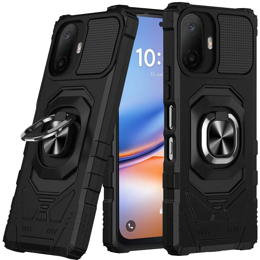 Phone Case for TCL K70 5G Rugged Hybrid Dual Layer Magnetic Ring Stand Armor Shock Absorbing Heavy Duty TPU Reinforced Bumper Cover