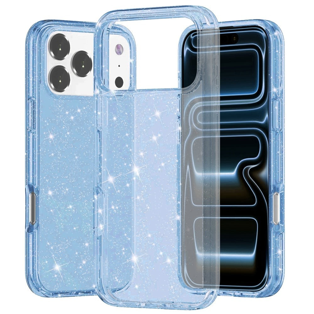 Phone Case for Apple iPhone 18 Pro Max/ 17 Pro Max Glitter Transparent Shockproof Thick Clear Hybrid Slim Fit Heavy Duty 3mm TPU Protective Bumper Cover Blue