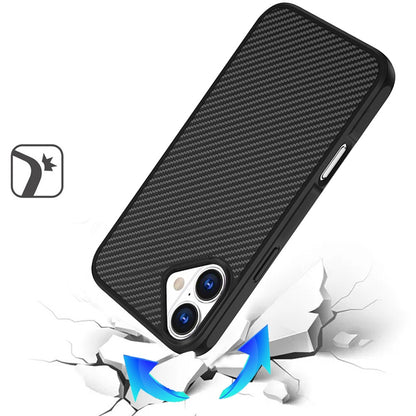 For Apple iPhone 17 (6.3") Carbon Fiber Design with Magnetic HQ 2.0mm Thick Hybrid Shockproof Rubber Hard PC Case Cover