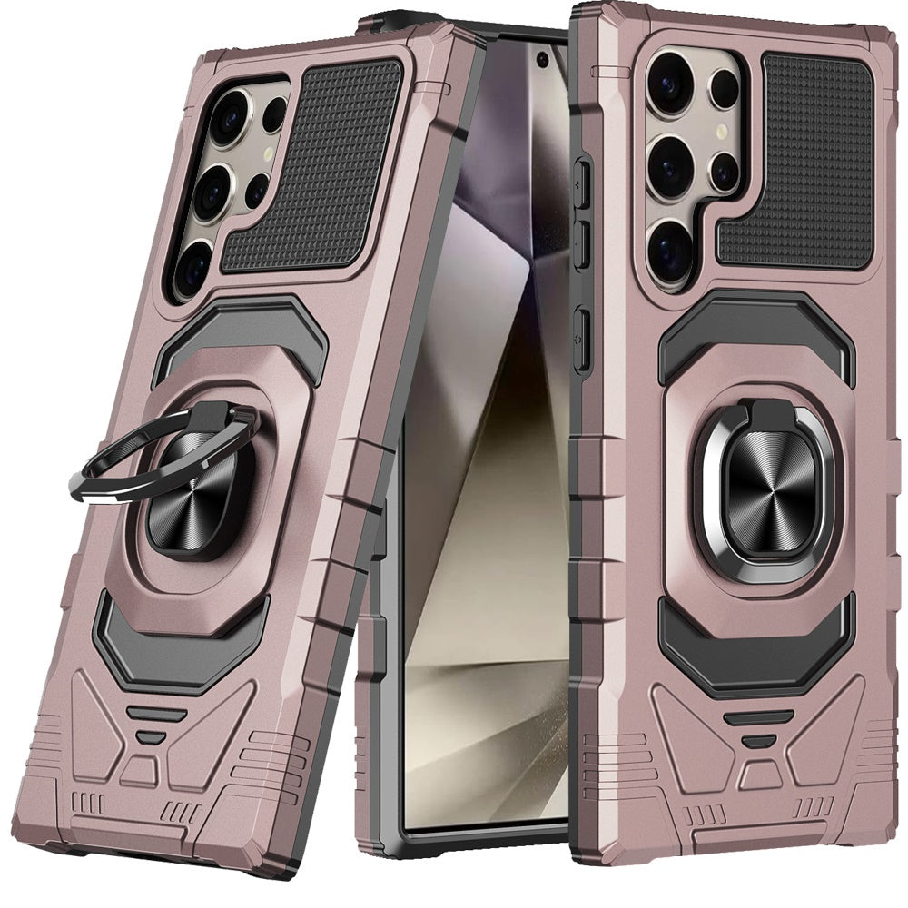 For Samsung Galaxy S25 Ultra Hybrid Dual Layer with 360° Rotate Magnetic Ring Stand Holder Kickstand TPU Rugged PC Shockproof Case Cover