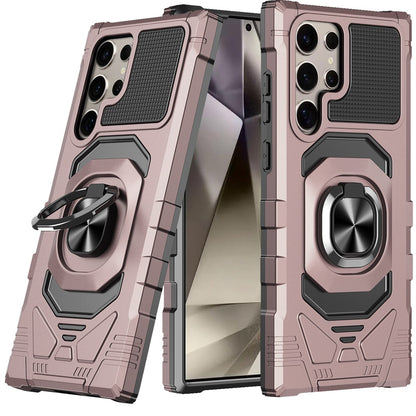 For Samsung Galaxy S25 Ultra Hybrid Dual Layer with 360° Rotate Magnetic Ring Stand Holder Kickstand TPU Rugged PC Shockproof Case Cover