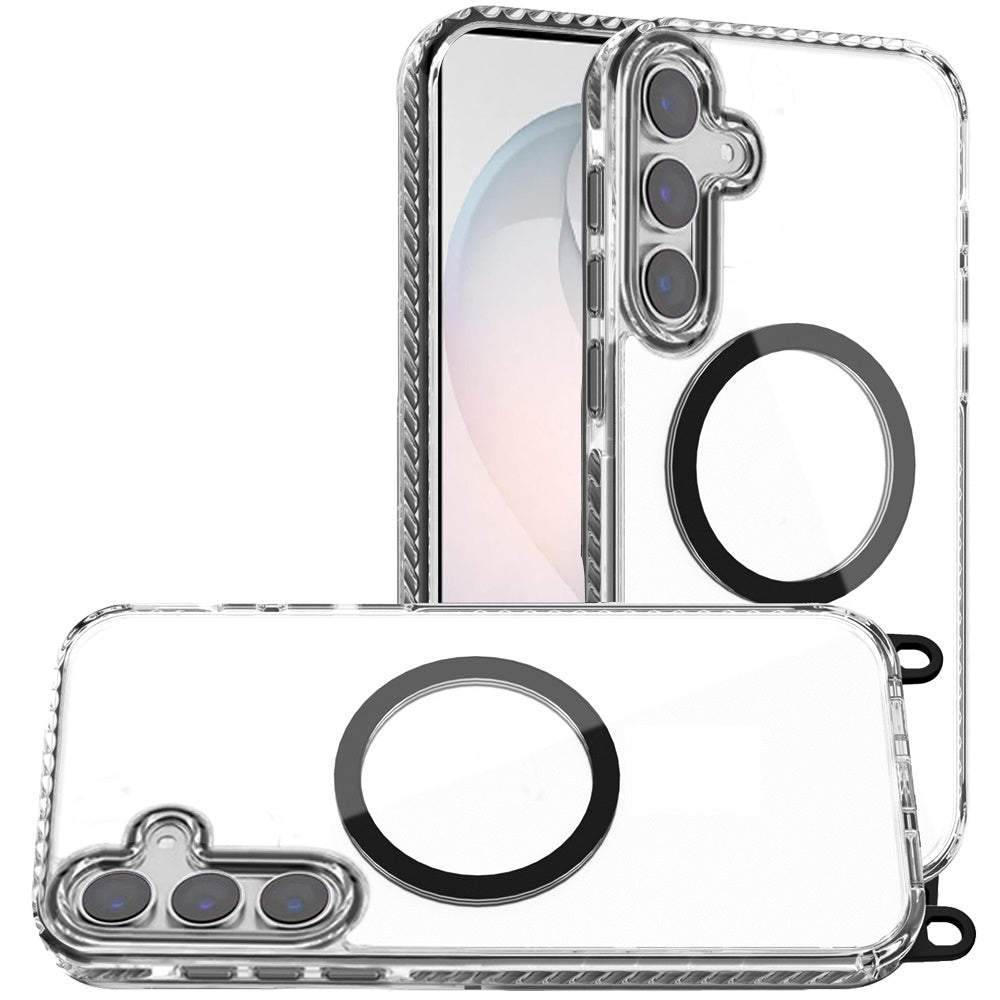 Phone Case for Samsung Galaxy S26 Transparent Magnetic Lanyard Shockproof Hybrid Clear Grip Durable Camera Protection TPU Anti-Slip Design Cover