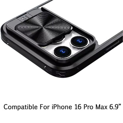 For iPhone 16 Pro Max (6.9") Hybrid Cases with Sliding Camera Cover Transparent Shockproof Bumper TPU Protective Case Cover Pink/Blue