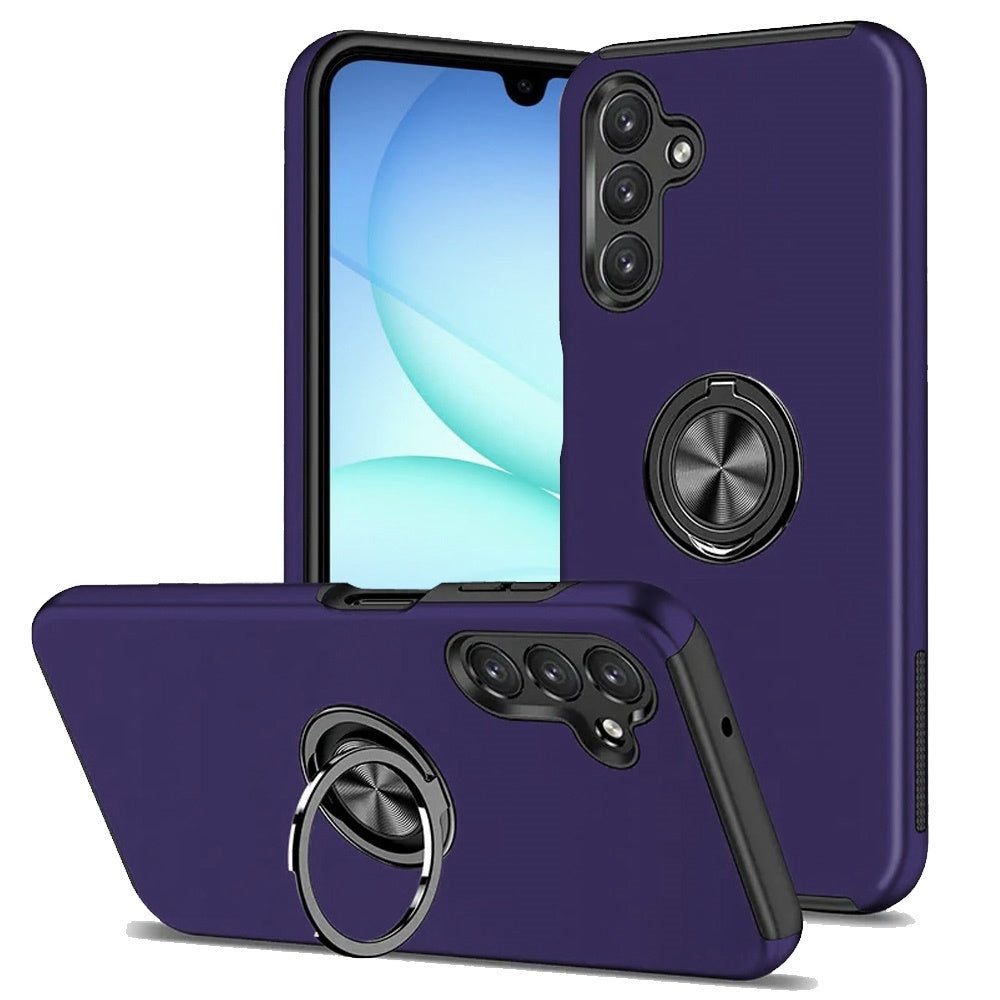 For Samsung Galaxy A17 5G Hybrid 360 Degree Rotatable Metal Invisible Ring Stand Holder Slim Fit Magnetic Car Mount Shockproof Case Cover