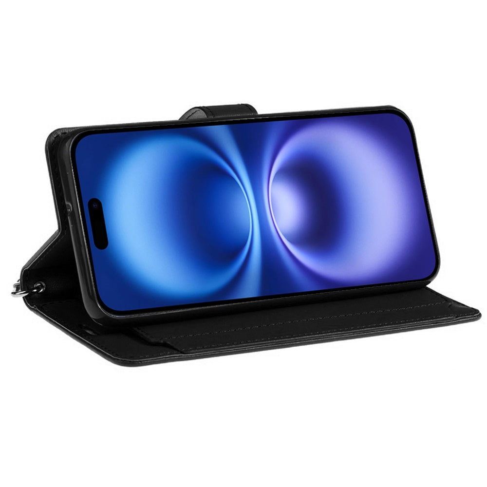 For Apple iPhone 17 (6.3") Wallet Case with ID/ Card Holder, Wristlet Strap, Magnetic TPU Protective Shockproof Folio Flip Case Cover