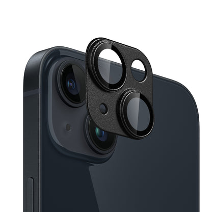 Camera Lens Protector for iPhone 14 Camera Lens Protector Tempered Glass Metal Frame Scratch Resistant HD Clear Precision Fit Black
