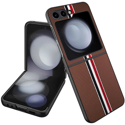 For Samsung Galaxy Z Fold 7 Velvet Fabric PU Vegan Leather, Premium Flip Design, Slim Snap-On Hard PC + TPU Case Cover Brown