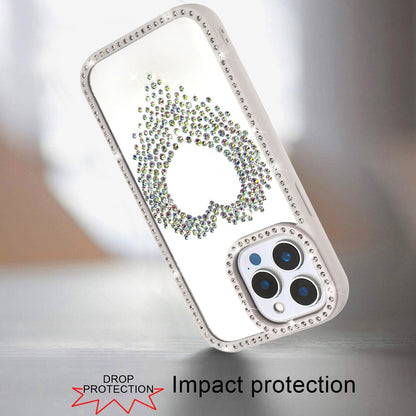 For Apple iPhone 15 Pro Max Angel Hearts Glitter Shimmer Diamond Edge Hybrid Drop Protection Shockproof Design Case Cover