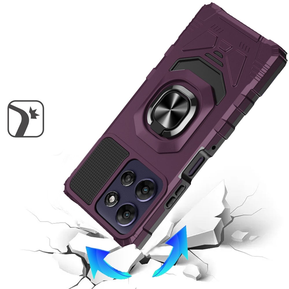 Phone Case for Moto G Power 5G (2026/2025) Rugged Hybrid Dual Layer Magnetic Ring Stand Armor Shock Absorbing Heavy Duty TPU Reinforced Bumper Cover Purple