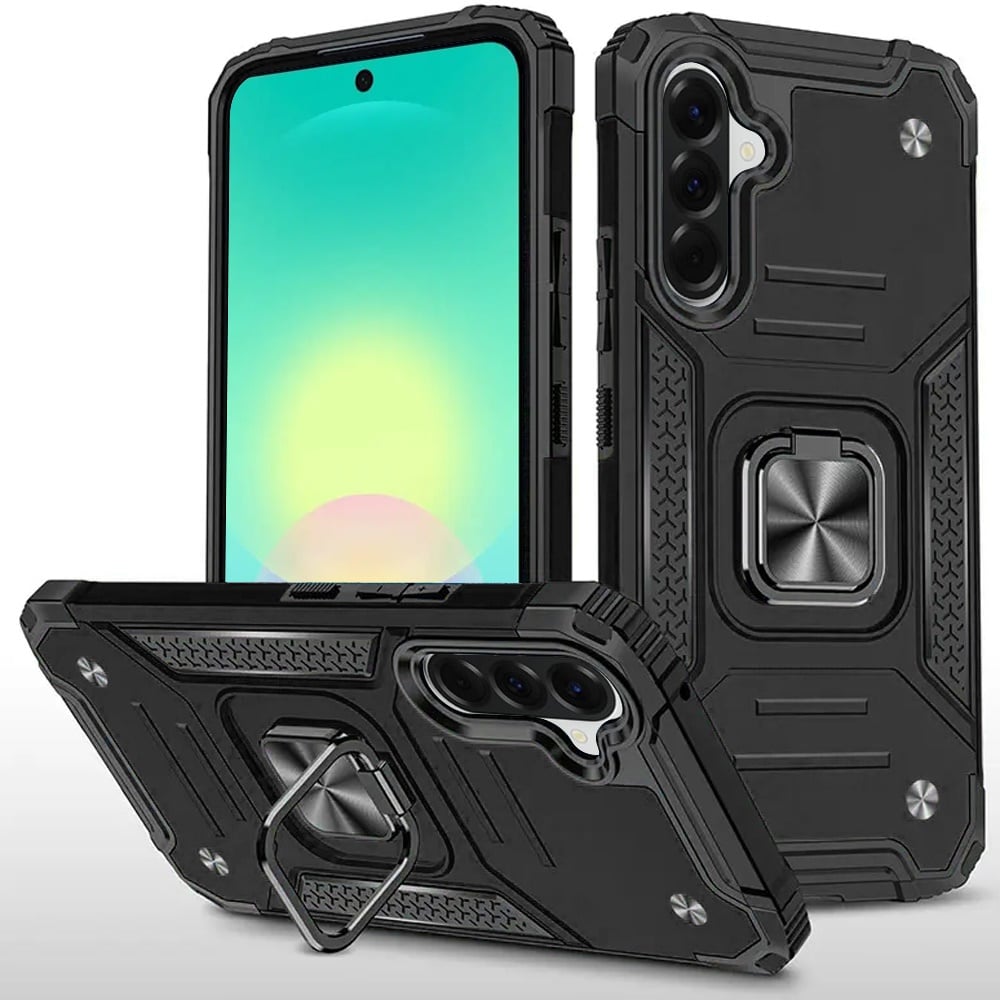 Phone Case for Samsung Galaxy A27 Magnetic Car Mount Hybrid Ring Stand Shockproof Rugged Grip Armor Heavy Duty Protective TPU Durable Cover