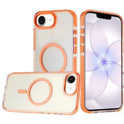 For Apple iPhone 17E /16E Transparent Hybrid with Color-Matched Magnetic Circle, Rubber TPU Frame Hard PC Shockproof Case Cover Cosmic Orange