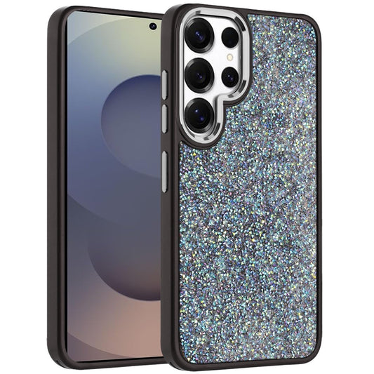 For Samsung Galaxy S25 Ultra Crystal Sparkle Diamond Glass Full Mini Glitter Bling Frame TPU Hybrid Protective Case Cover
