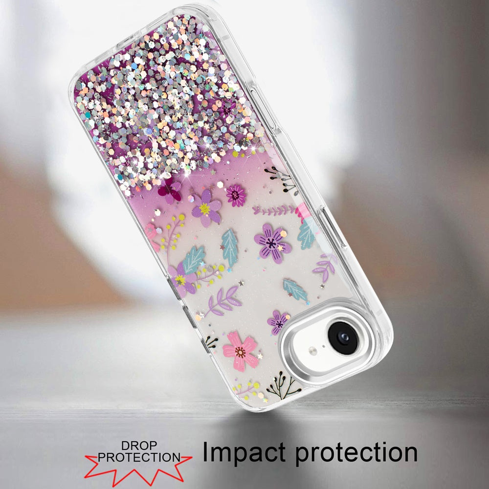 For Apple iPhone 17E /16E Fashion Beautiful Epoxy Design Hybrid Fashion Stylish TPU Protective, Shockproof Hybrid PC Case Cover Colorful Summer Flower