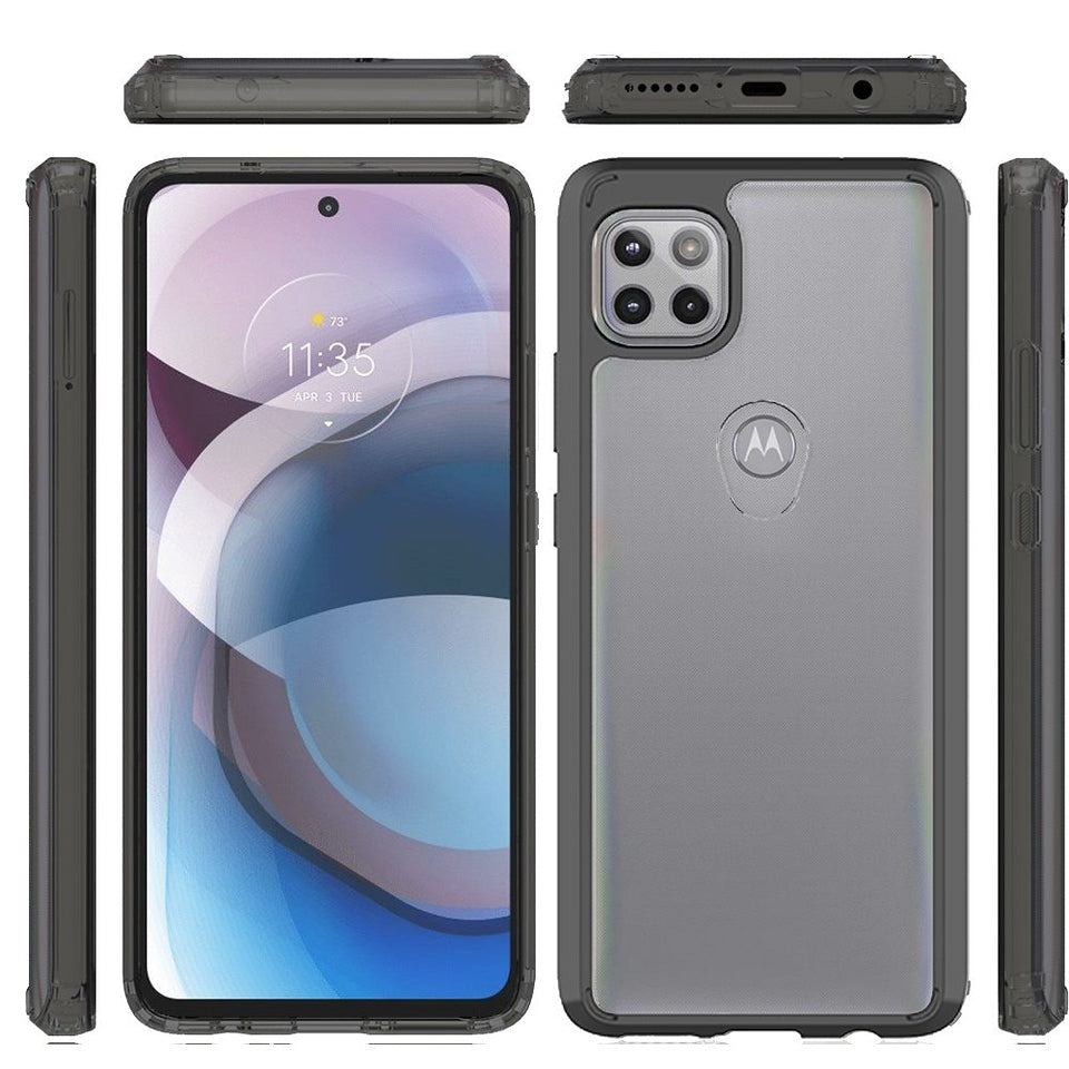 For Motorola Edge 2025 Hybrid Slim Crystal Clear, Shock-Absorption Durable Bumper TPU + Hard PC Back, Transparent Design Case Cover Black