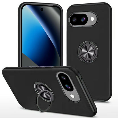 Phone Case for Google Pixel 10A Invisible Ring Stand Shockproof Anti Slip Durable Grip Protective Hybrid Slim Fit Magnetic Car Mount Holder Cover Black