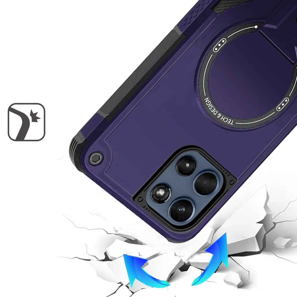 Phone Case for Motorola Moto G 5G 2026/ Moto G 5G 2025 Magnetic Kickstand Rugged Shockproof Armor Grip Anti Slip Heavy Duty Protective Matte Stand Hybrid Cover Purple