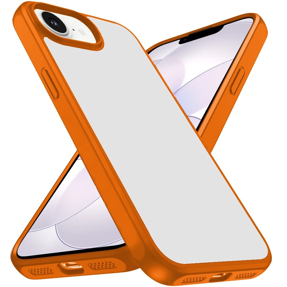 For Apple iPhone 17E /16E Hybrid Transparent HQ Slim Shockproof Clear Protective Thick 2.0mm TPU Frame Case Cover Cosmic Orange