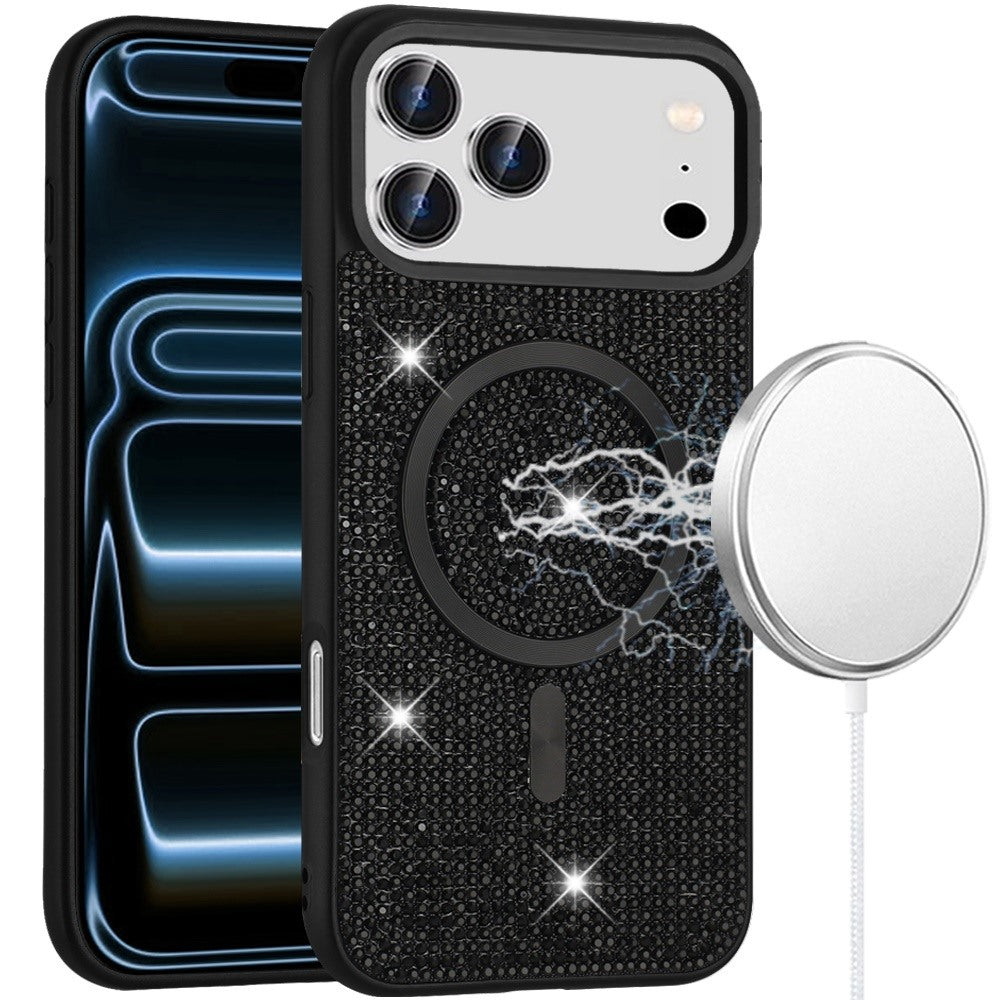 Magnetic Bling Diamond Sparkle Hybrid Shockproof Rugged Grip Durable Protection Anti-Slip Armor Design