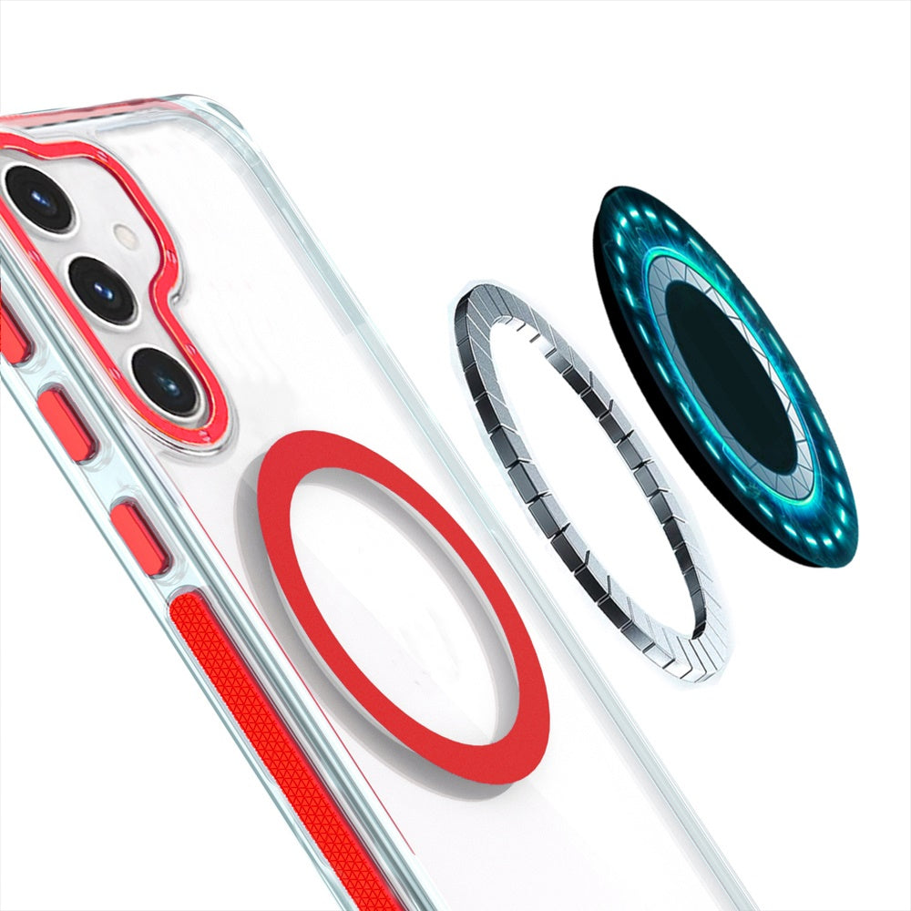 For Samsung Galaxy S25 Ultra Transparent Back with Colorful Frame, Strong Magnetic Circle, MagSafe Compatible, Slim Shockproof Protection Case Cover