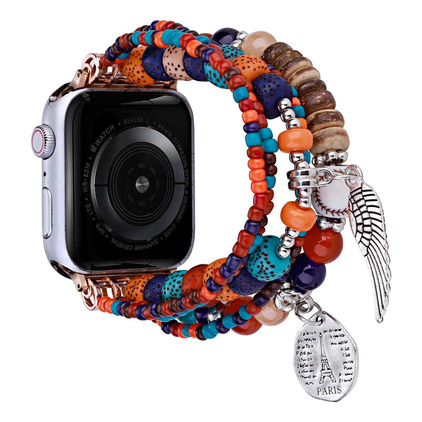 Watch Band for Apple Watch 38/40/41mm, Series 1-8 & SE Fashion Beaded Ornaments Adjustable Decorative Bracelet Style with Comfortable Wear Structure