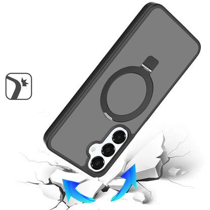 For Samsung Galaxy A16 5G Magnetic Circle Back with Ring Stand Full Rotation Matte Hybrid Shockproof Case Cover Dark Purple