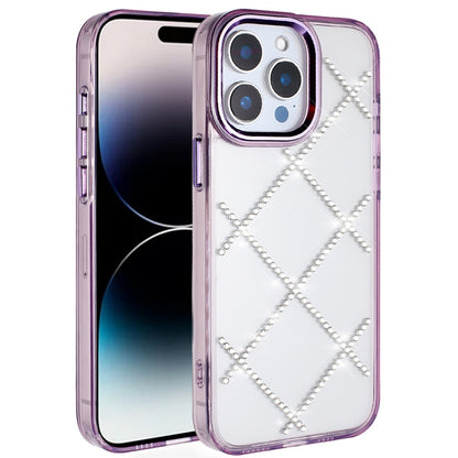 For Apple iPhone 14 Pro Max Gem Glitter Diamond Bling Clear Hybrid TPU Cover, Colorful Shockproof Protective Back, Slim Fit for Women Girls Case Cover