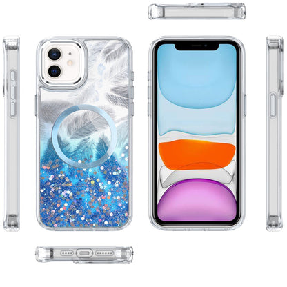 For Apple iPhone 14 Plus Epoxy Glitter Shimmer Fashion Case with Magnetic Magsafe Compatible Hybrid Sparkling Slim Protective Case Cover