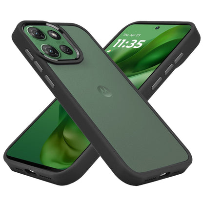 For Motorola Moto G 5G 2025 Slim Fit Hybrid Transparent Thick Acrylic with Metal Buttons Frame Protective Hard PC + TPU Shockproof Case Cover