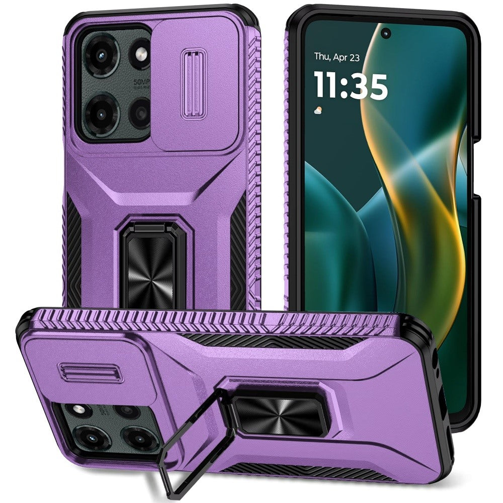 For Motorola Moto G Stylus 5G 2025 Case, Camera Cover with Magnetic Rotation Ring Stand, Military Grade Hybrid Hard TPU Shockproof Case Cover